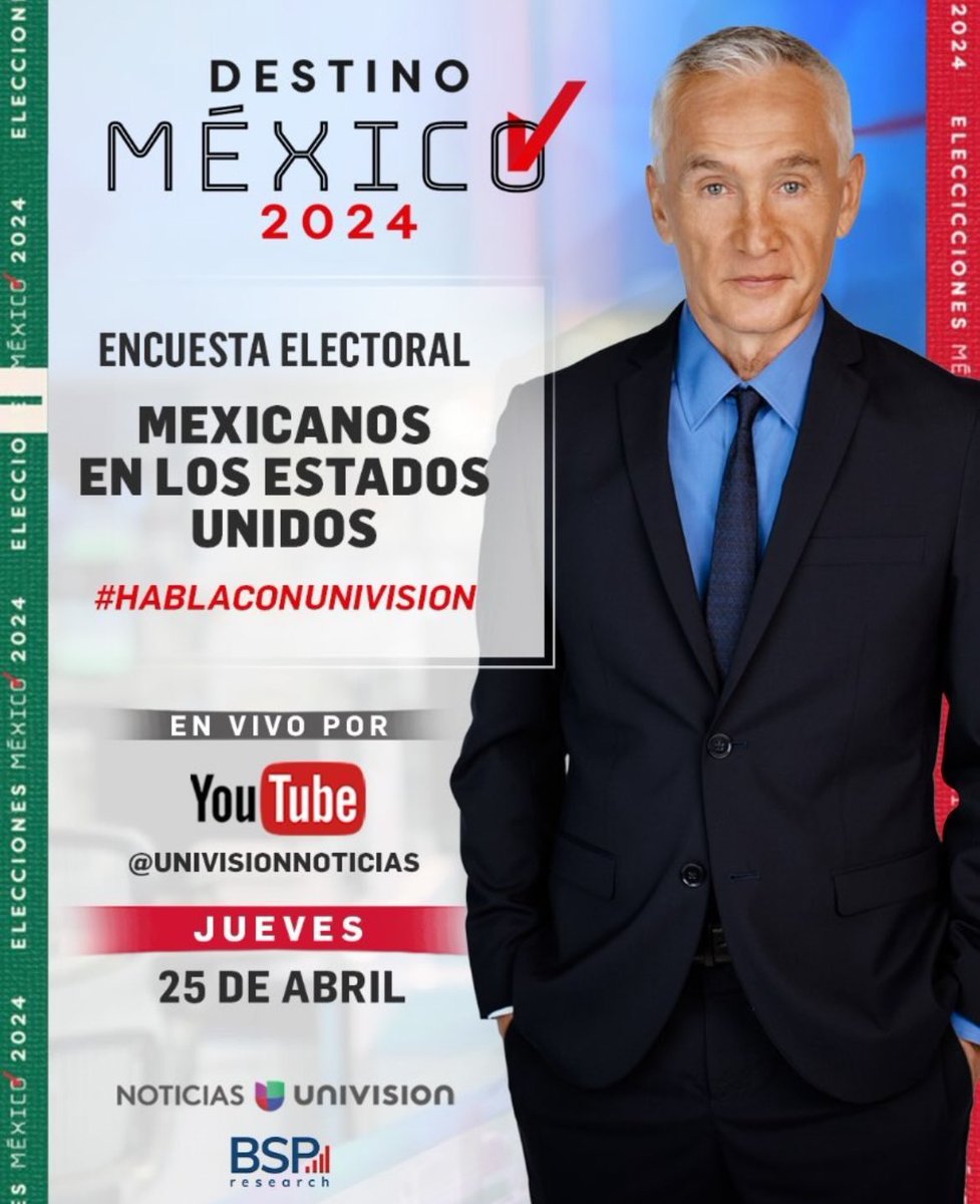 [TUNE IN TODAY 4 PM ET/1 PM PST] @jorgeramosnews rolls out the findings from our latest poll of Mexican voters residing in the U.S. Who will they support? Do they approve of the work AMLO has done? What are the issues they care most about? WATCH HERE: youtube.com/live/JsuaF2wxO…