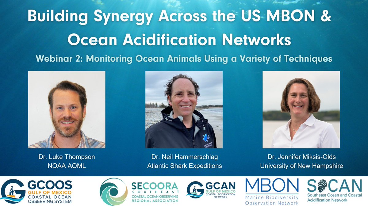 Join us April 30th at 12 PM ET for the 2nd installment of "Building Synergy Across the US MBON &amp; Ocean Acidification Networks", the GCOOS-SECOORA Webinar Series.

Learn more about the series and register for webinar 2 here: secoora.org/gcoos-secoora-…