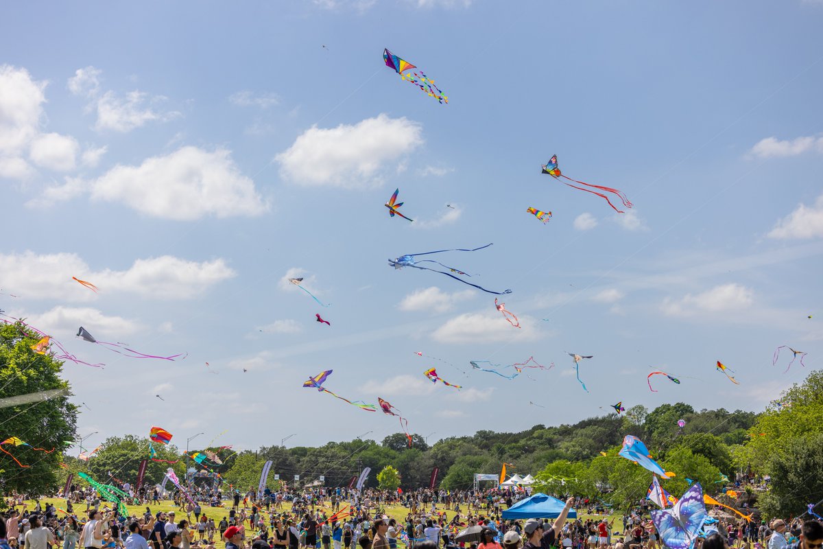 Zilker Kite Festival 2025 showcasing colorful kites soaring in the sky
