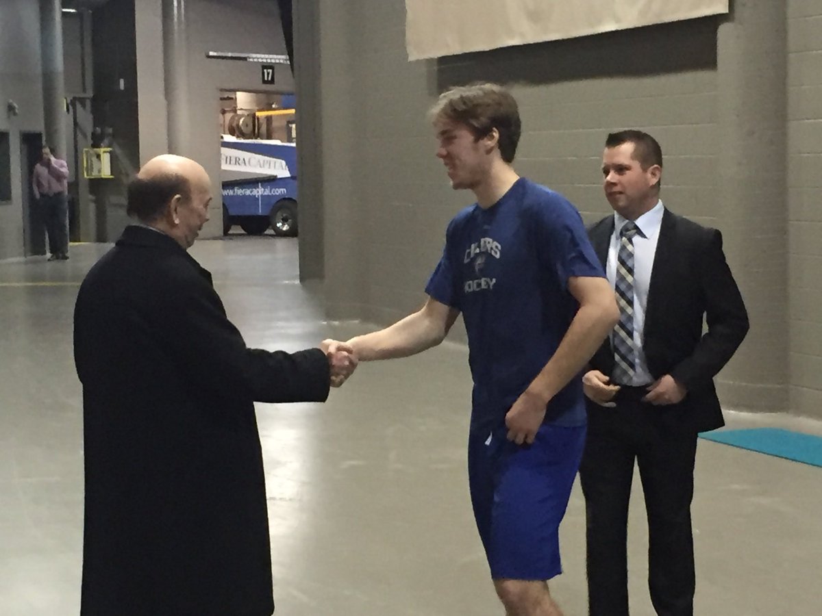 JShannonhl's tweet image. The first time Bob Cole met Connor McDavid. At the Bell Centre in Montreal. 
GOAT vs GOAT.
