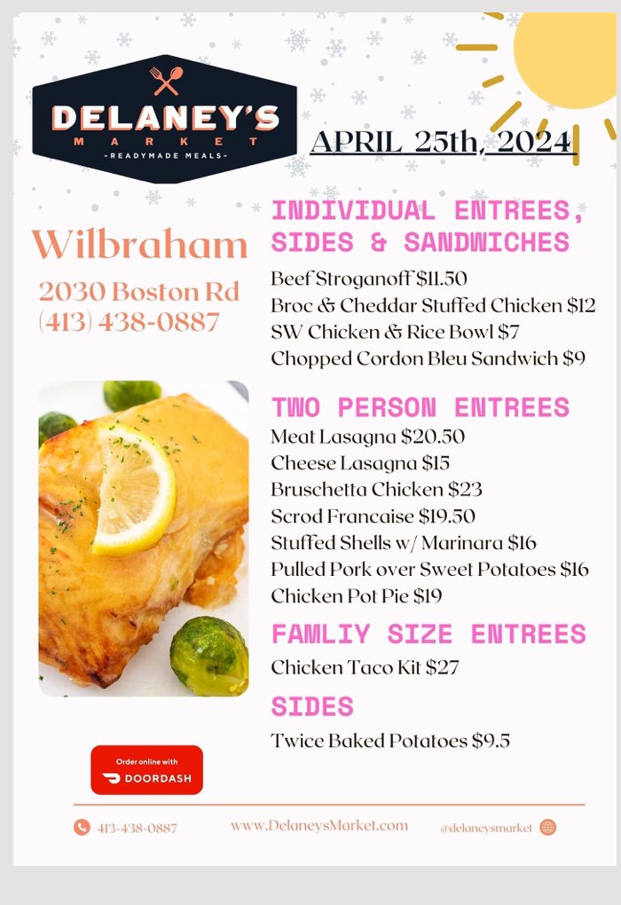 Thursday specials in Wilbraham.