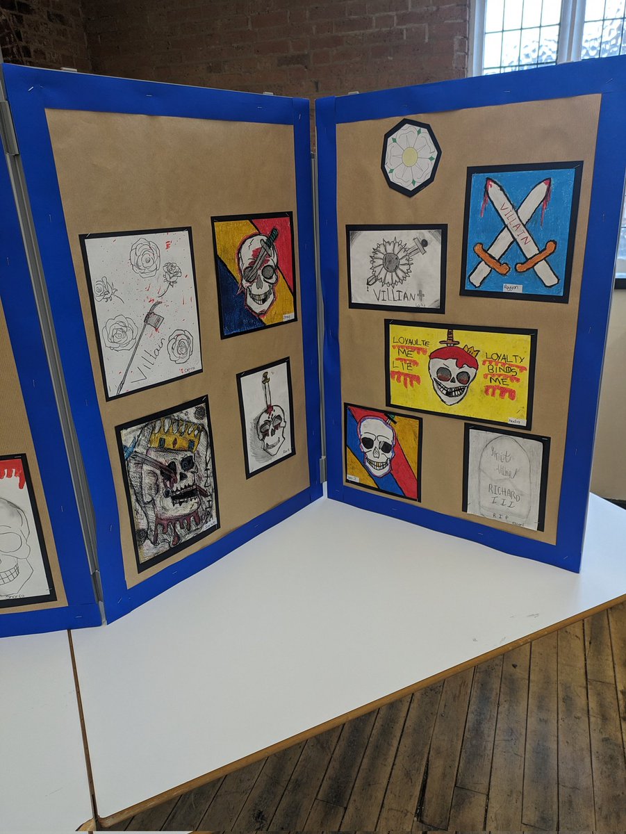 Our year 5s fantastic art work that represents if Richard III was a hero or villain was exhibited at the Richard III Visitor Centre today 👑 ⚔️ 🛡️