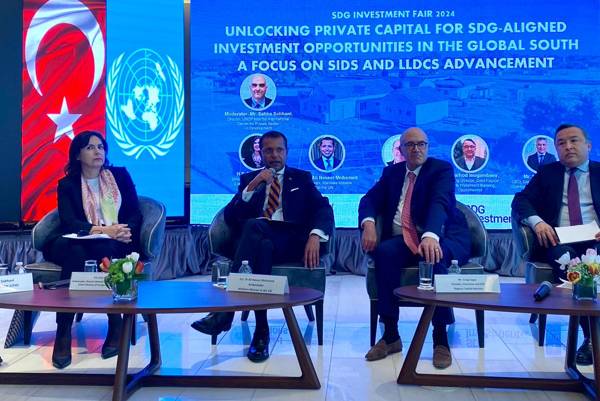 This evening I spoke at 'Unlocking Private Capital for SDG-Aligned Investments in the Global South.' There is no one specific key for private capital; many locks need to be unlocked to catalyze private capital for SIDS. #SDG #Investor; #impactinvesting; #UNDP