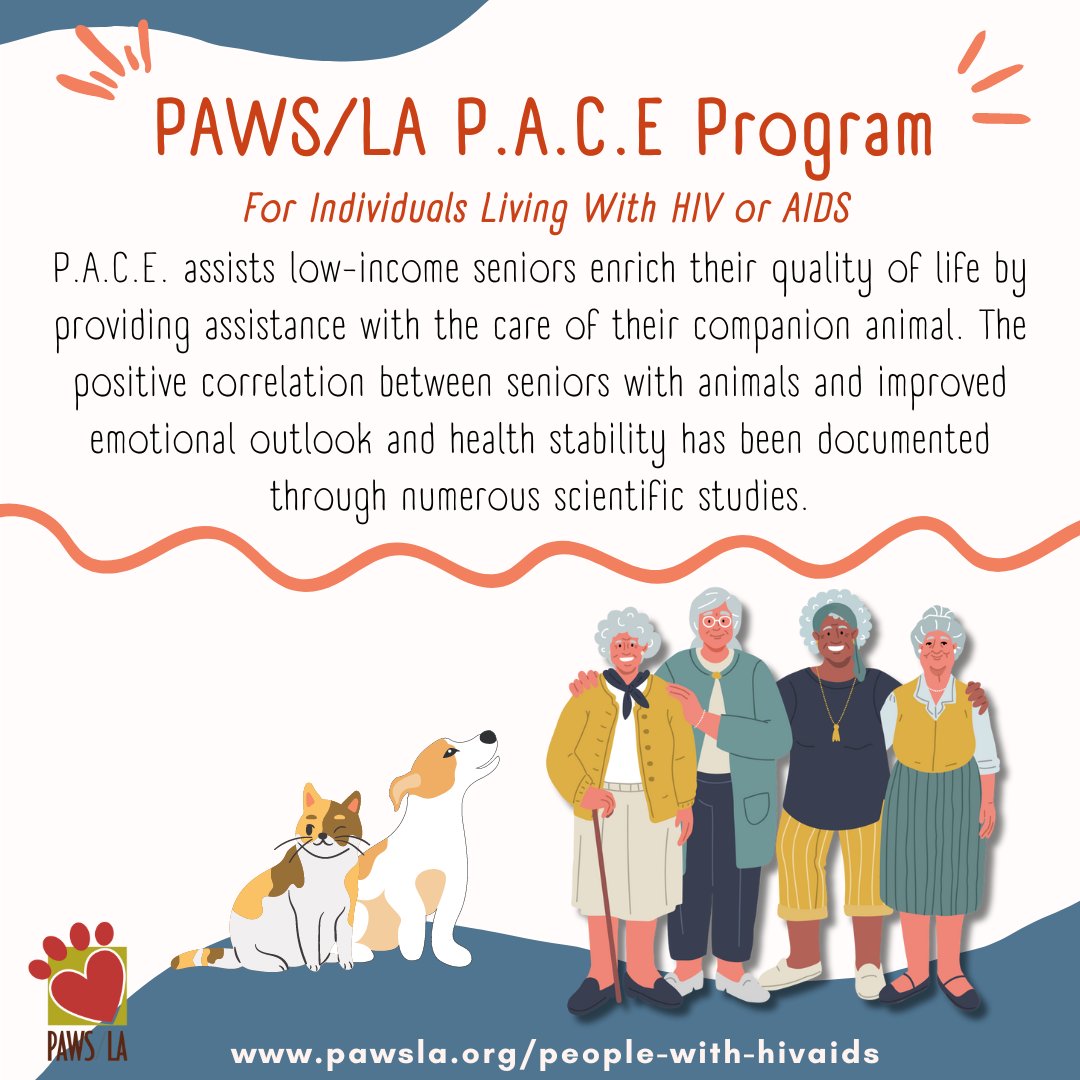 PACE is one of the 3 main programs #pawsla offers. Through PACE we assist low-income seniors and their companion animals. 

#seniors #pets #assistance #helpavailable #socialservices #cat #dog #charity #petcare #petsupplies #financialaid #vetcare #assistancedog #animalcompanion