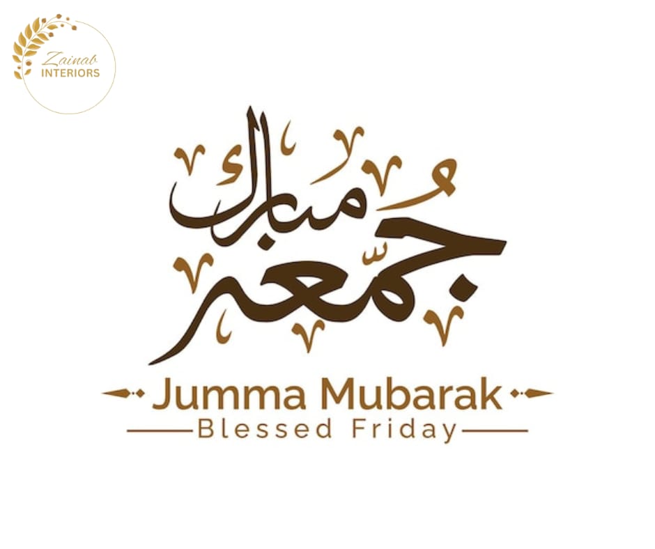 'Jumma Mubarak from Zainab Interiors! 🌙✨ May this blessed day bring peace, prosperity, and happiness to your home and heart. Wishing you a serene and joyful Friday! 🙏 #JummaMubarak #ZainabInteriors #FridayVibes #BlessedDay #HomeBlessings #Pakistan #InteriorDesign #HappyFriday'