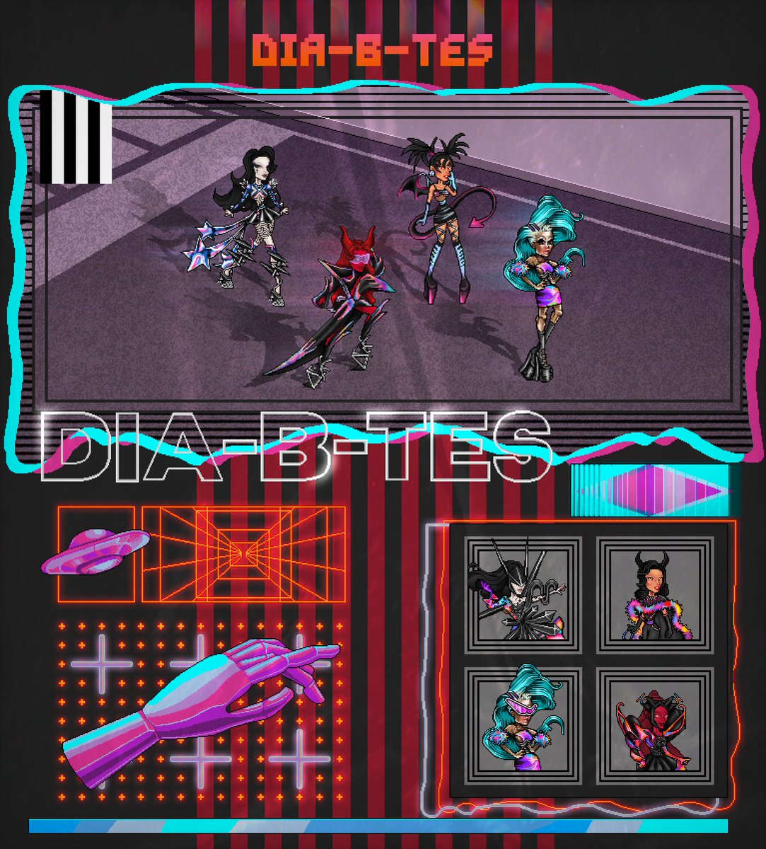 DRAGARTT's tweet photo. 💎​ ¡Prepárate para ver a las DIA-B-TES en acción!  💎​

Por las calles de DRAGARTCITY una nueva banda alternativa fue creada y están listas para dominar las calles... ¡EL FUTURO COMIENZA AHORA!

#BluthydDragart #DragoncitaDragart #IavedDragart #TesDragart https://t.co/bcnS8VFGF2