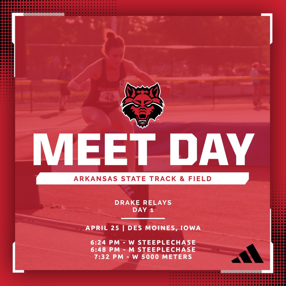 Getting the week started tonight at the Drake Relays with a few distance races! 📊 results.drakerelays.us #WolvesUp