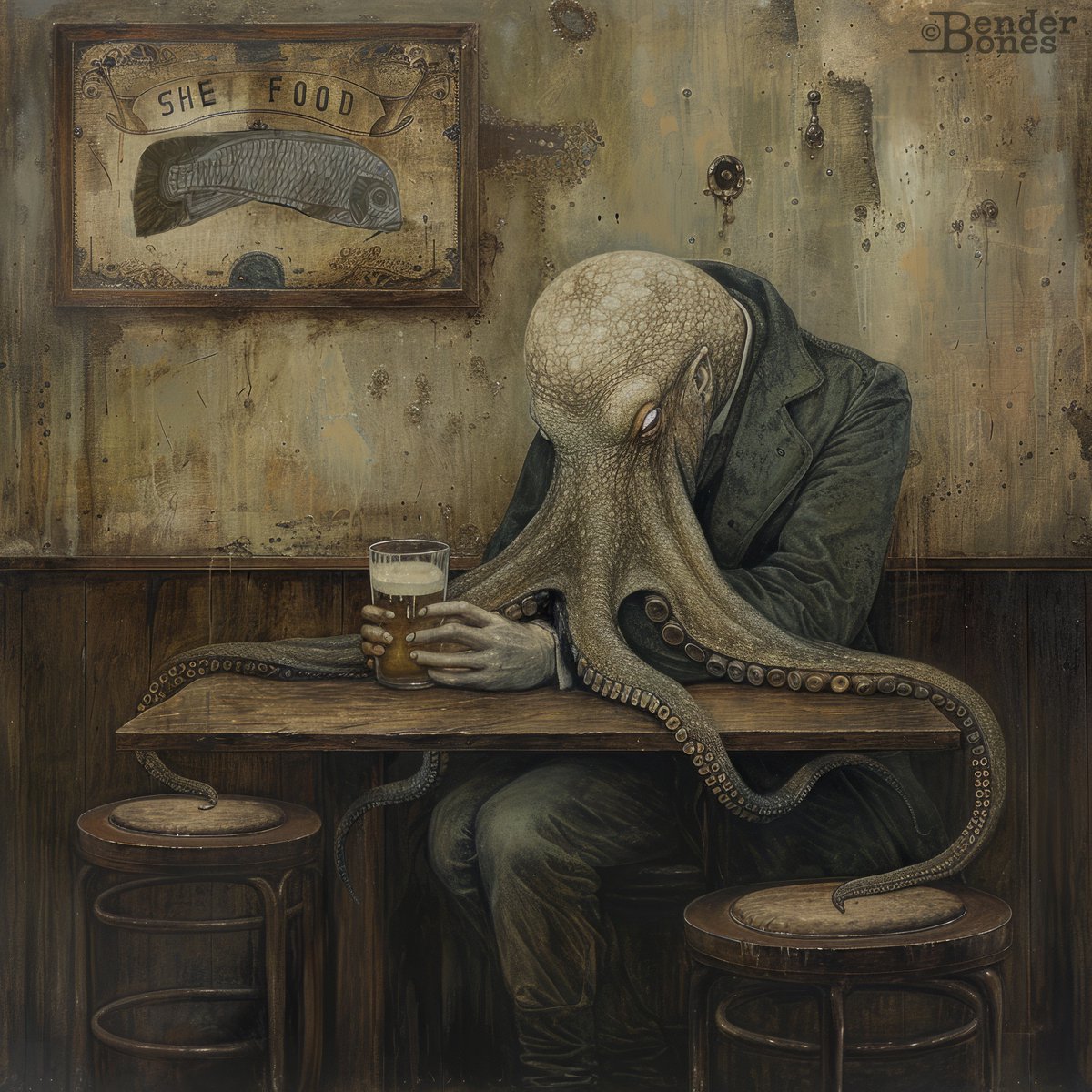 🦑Where everybody knows your name
And they're always glad you came
You wanna be where you can see
Our troubles are all the same
You wanna be where everybody knows your name🎶Gary Portnoy🎨Bender Bones🦑
#Cthulhu #HPLovecraft #Lovecraftian #Monster #HorrorArt #Horror #Scifi