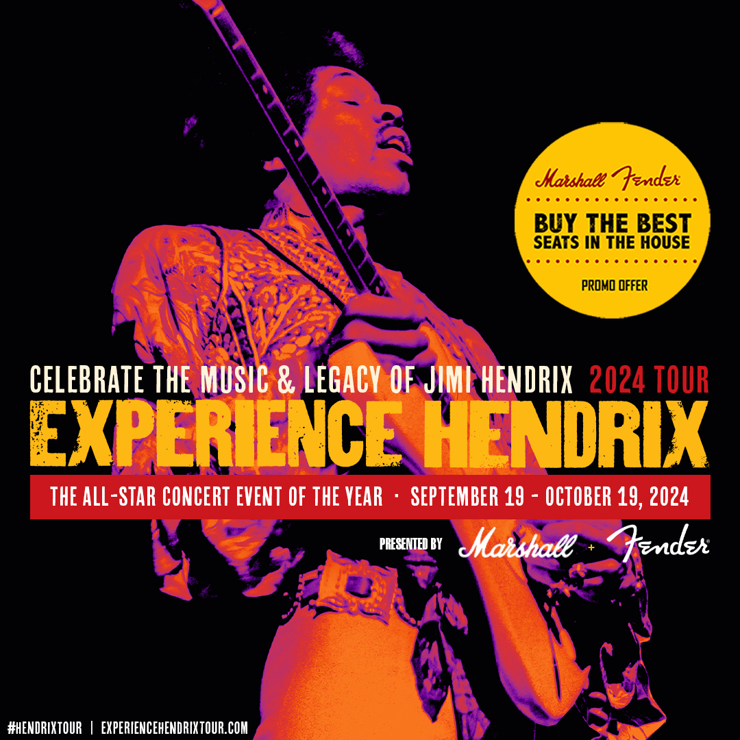 We're proud to be an official partner of @JimiHendrix's Experience Hendrix Tour 2024, the concert event of the year! Featuring a who's who of the electric guitar in a spectacular touring event. Get presale tickets with the code STRAT70 here: bit.ly/4b9f8TK