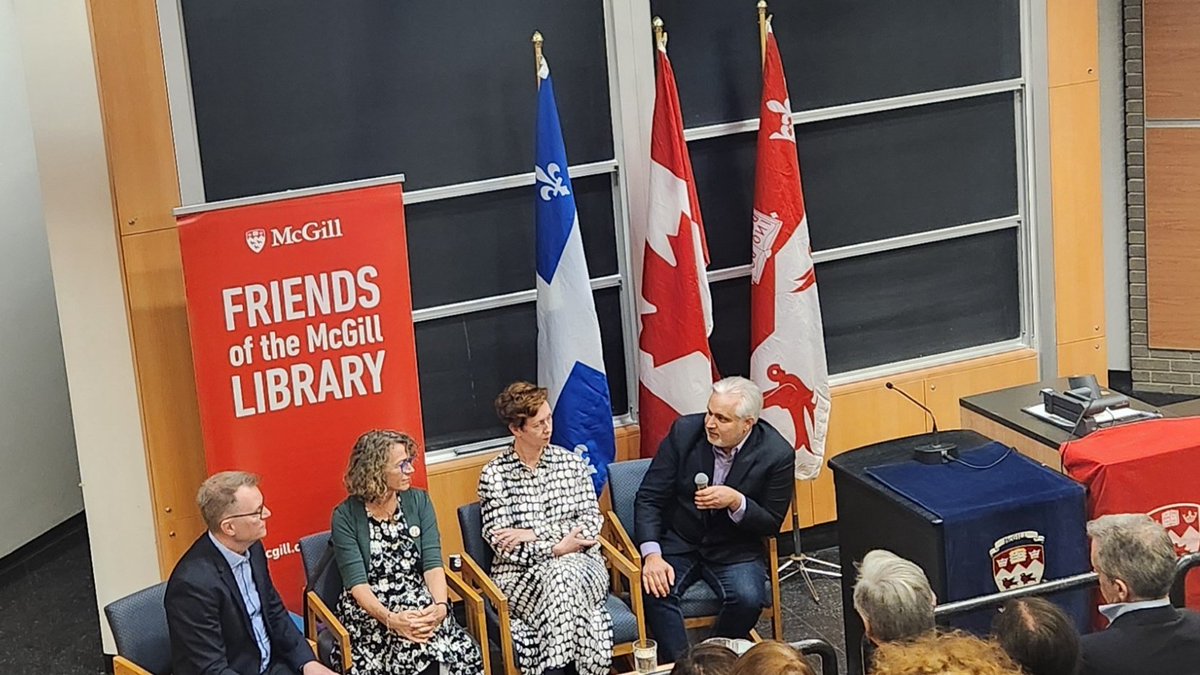 'A great library should contain something to offend everyone.... the goal of a liberal democracy is to find the best ideas by triage.' -Brendan de Caires of @PENCanada at the #FriendsofMcGillLibrary Hugh MacLennan lecture on #BookBans @McGillLib