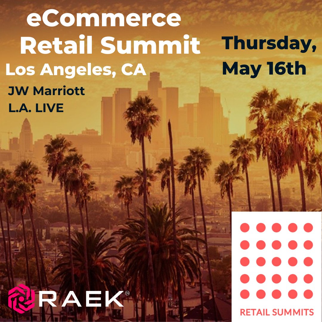 A fresh month means a fresh Retail Summit!
This month it will be in Los Angeles, California on May 16th at the JW Marriot/L.A. LIVE ☀️ 😎
Drop a comment below or DM us if you'll be attending too.

#RAEK #FirstPartyData #LosAngeles #RetailSummits #JWMarriot #Conference #Tech