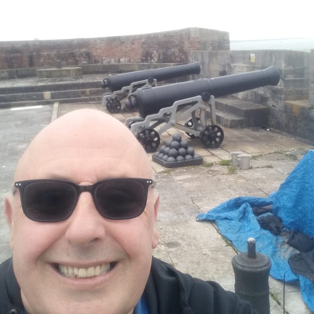 My Dad doesn't understand the Church's appointments and Ecclesiastical titles.

Today, he sent me a photo of him with some Cannons. 
He thinks he's funny.
