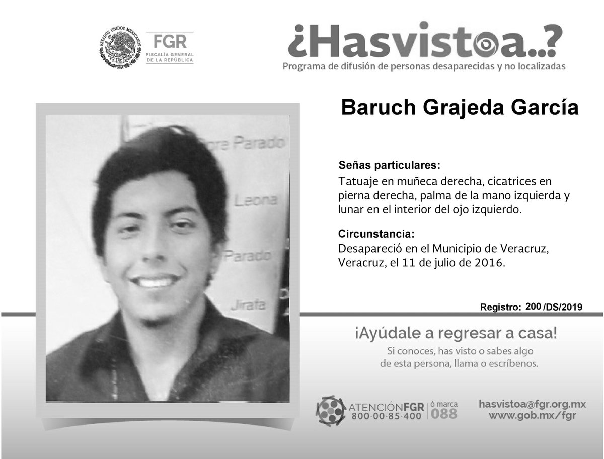 #Comparte, alguien puede tener algún dato que ayude a encontrarle o si conoces, #HasVistoA escribe al correo hasvistoa@pgr.gob.mx ¡Somos personas ayudando a otras personas! Visita: buff.ly/3JuV56B #Desaparecidos #Desaparecidas #HastaEncontrarte #México. @FGRMexico