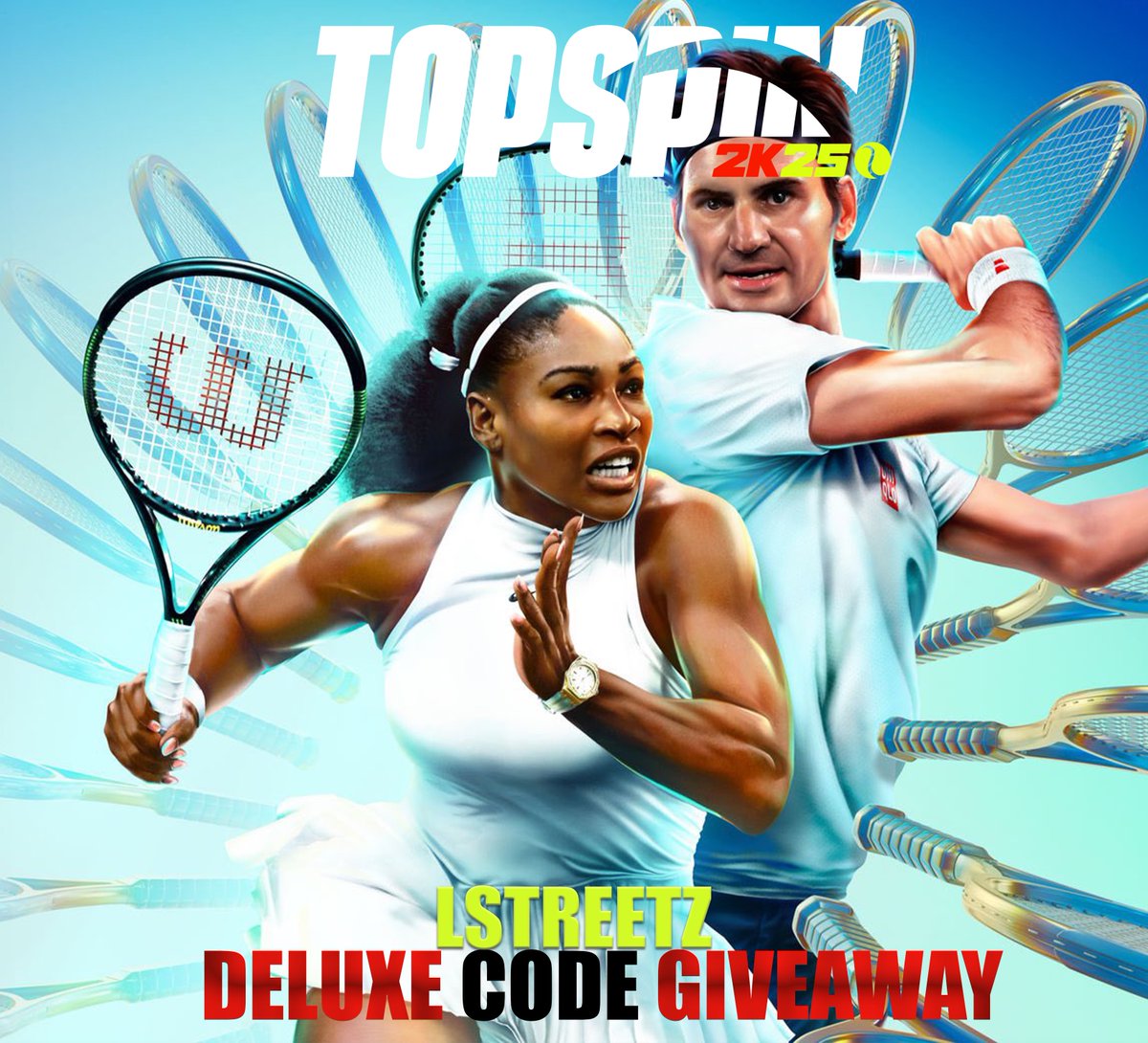 LSTREETZ's tweet photo. Who’s ready for a TopSpin 2K25 Deluxe Giveaway Game Code???🎾🎾🎾
(Courtesy of @topspin2k) 
@2k #NextMakers
Make sure yall RT &amp; Like this tweet and Follow @topspin2k 
#TopSpin2K25 #Tennis https://t.co/YgxUTihJIU