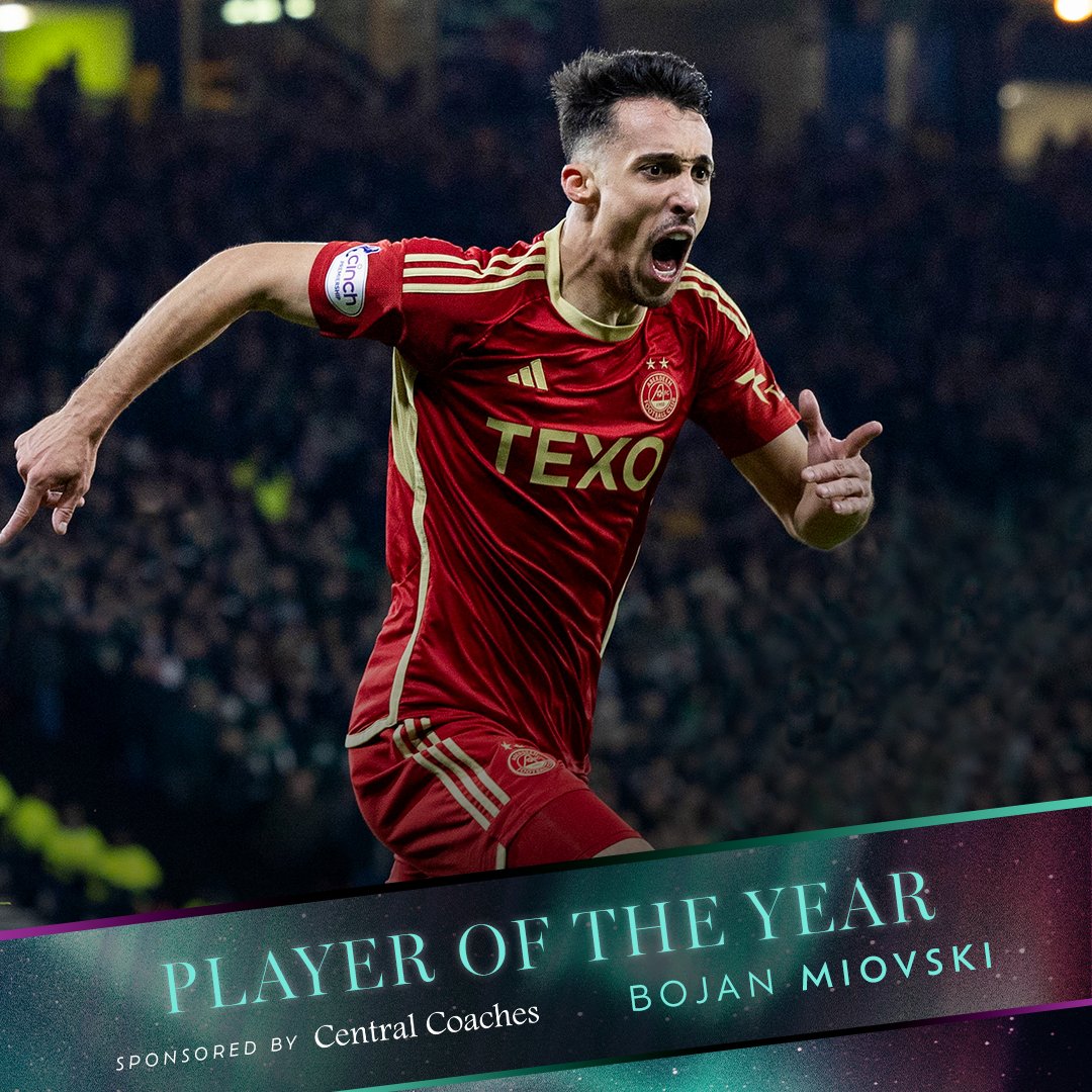 Our 2023/24 Player of the Year, sponsored by Central Coaches, is Bojan Miovski. Well done @bojanmiovskii on an outstanding campaign 🙌 #StandFree 🔴