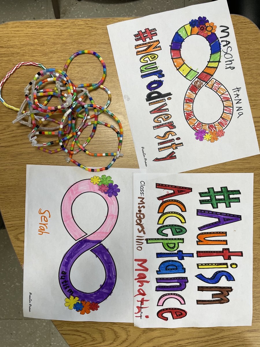 Grade 3 Bobcats created and shared sensory bracelets after learning about sensory differences this week as we approach the end of Autism Awareness month! Way to go!! ⁦@GEDSB⁩