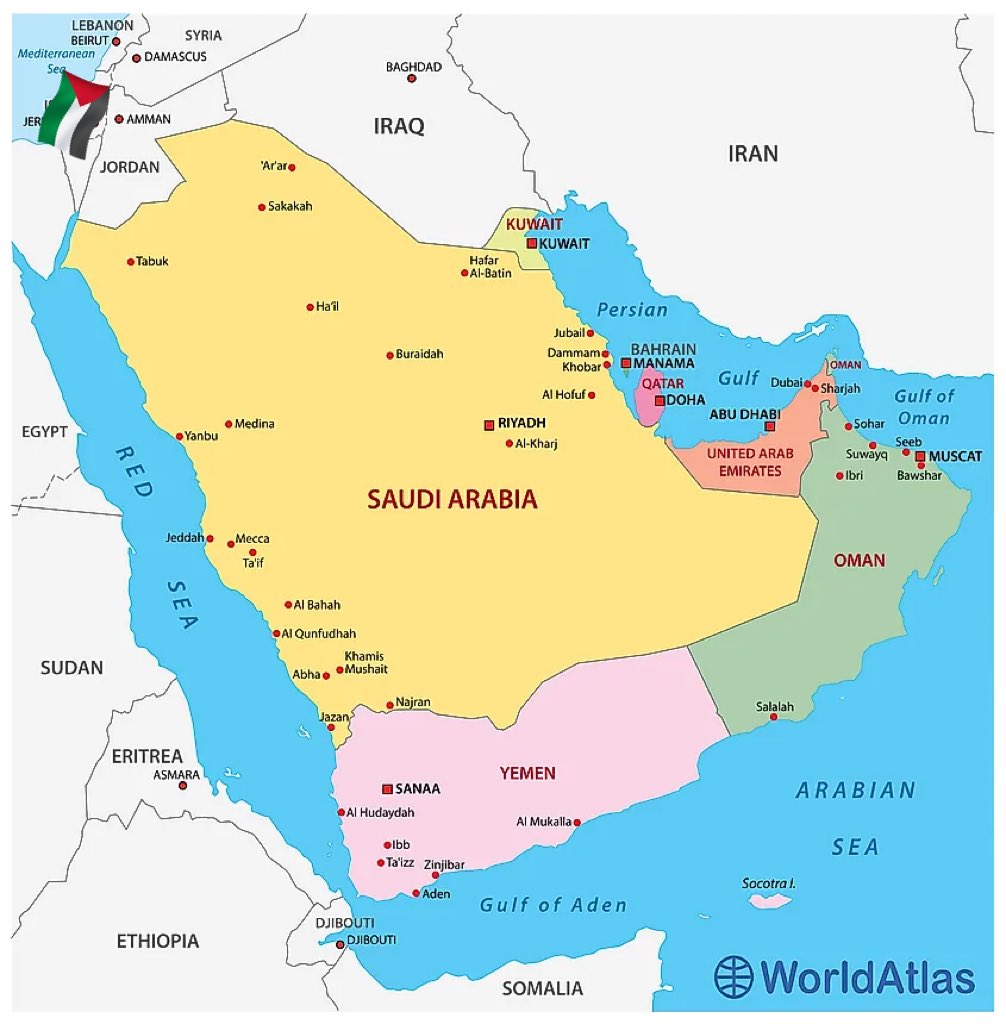 Yemen doesn’t look much bigger than Oman on a map but with a land area of 214,287 sq mi,  it’s actually bigger than the combined areas of 🇴🇲 🇦🇪 🇶🇦 🇧🇭 🇰🇼 which collectively have a land area of 163,458 sq mi.