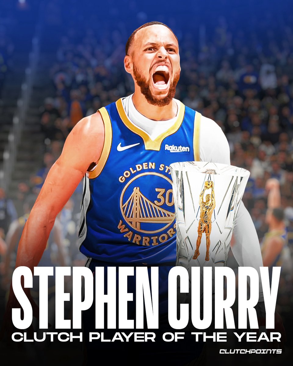 Steph Curry wins the 2023-24 Clutch Player of the Year award 😤 🔸189 clutch points (led NBA) 🔸59 made field goals in the clutch 🔸32 made 3-pointers in the clutch 🔸23 wins in the clutch