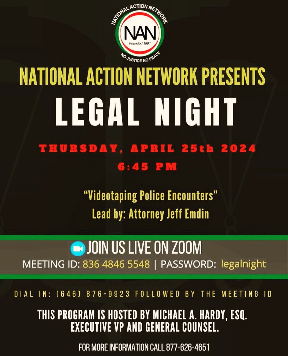 Join NAN General Counsel & EVP, Attorney Michael Hardy along with top lawyers tonight for NAN’s monthly Legal Night in NYC. Join us for in person or online via Zoom/Facebook/YouTube.