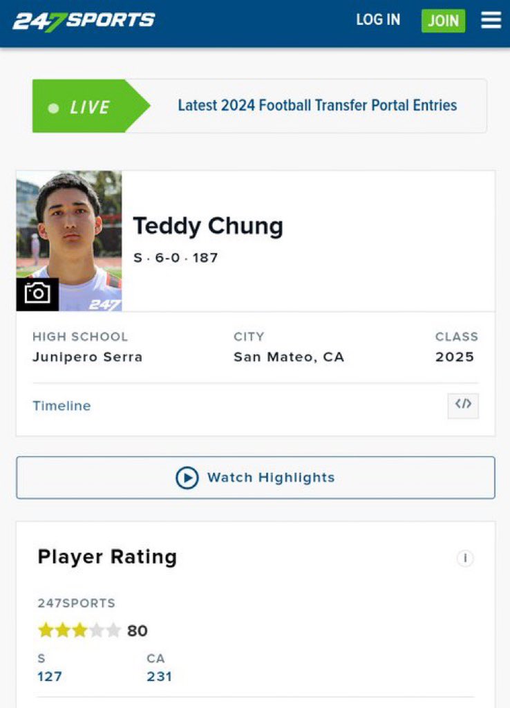 Teddy Chung (@teddychung12) on Twitter photo Blessed to be ranked a 3⭐️
<a href="/PadreFootball_/">Serra Padres Football</a> <a href="/KTPrepElite/">KT Prep</a> <a href="/GregBiggins/">Greg Biggins</a> <a href="/BrandonHuffman/">Brandon Huffman</a> <a href="/BlairAngulo/">Blair Angulo</a> Blessed to be ranked a 3⭐️
<a href="/PadreFootball_/">Serra Padres Football</a> <a href="/KTPrepElite/">KT Prep</a> <a href="/GregBiggins/">Greg Biggins</a> <a href="/BrandonHuffman/">Brandon Huffman</a> <a href="/BlairAngulo/">Blair Angulo</a>