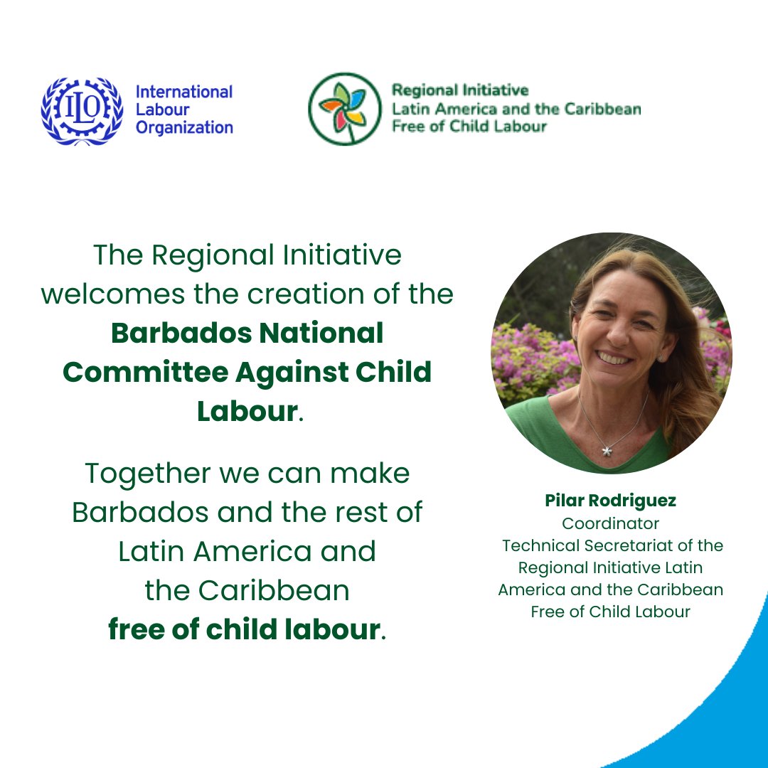 @SinTrabinfantil @reselmelville @BarbadosService @UNBdosandOECS @CaribbeanUN @OITAmericas @jonitokomusa @CARICOMorg @bwusolidarity @BecBusiness 💬During the meeting, Pilar Rodriguez, Coordinator of the Technical Secretariat of the Regional Initiative, emphasized the need to work together to achieve the goal of preventing and eradicating child labour in the region.