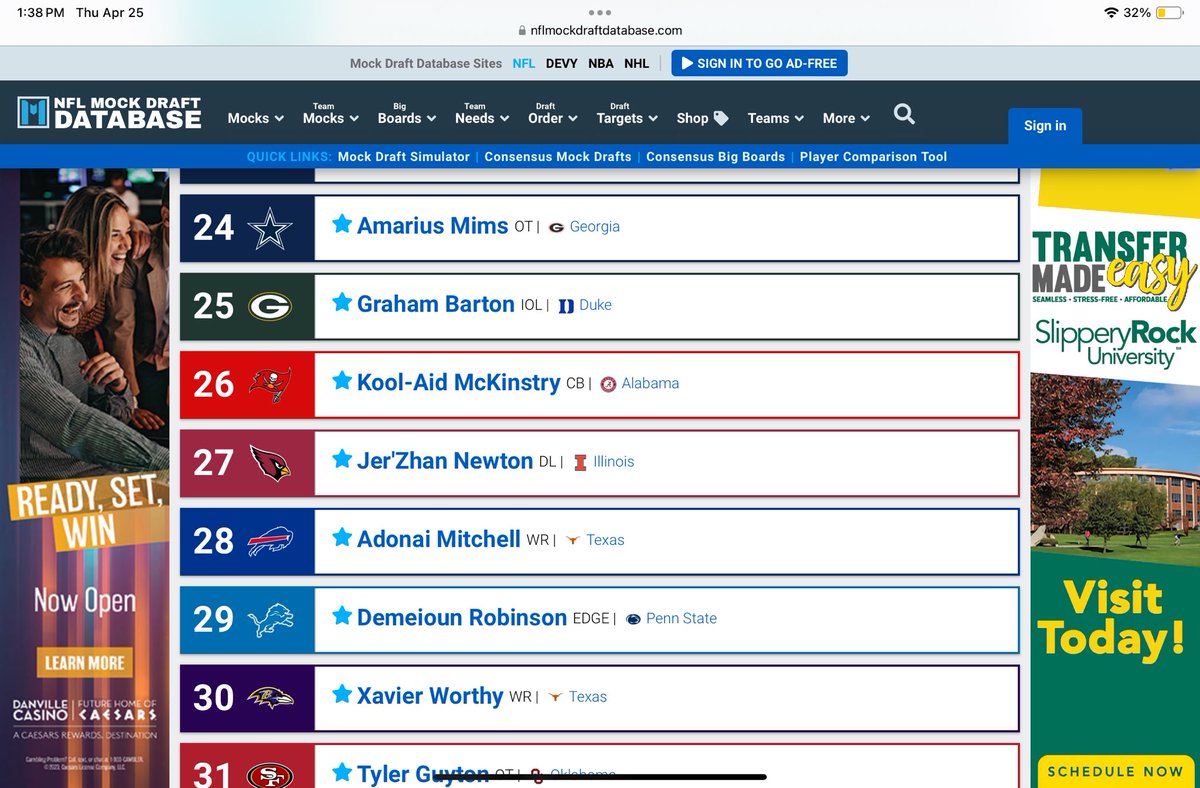 Part of my own mock draft simulator for the #NFLDraft . Will give you the rest of my picks for part 2 in my next tweet.