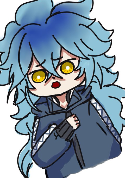 「blue hair blue hoodie」 illustration images(Latest)