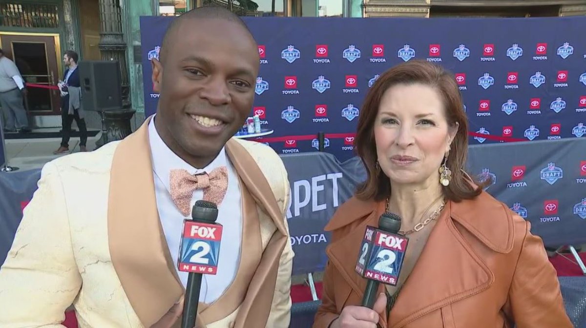 Who says you have to be a player to rock the red carpet? <a href="/BHudTV/">Brandon Hudson</a> and <a href="/langeamyFOX2/">Amy Lange</a> are there as we cover everything #NFLDraft in Detroit!
