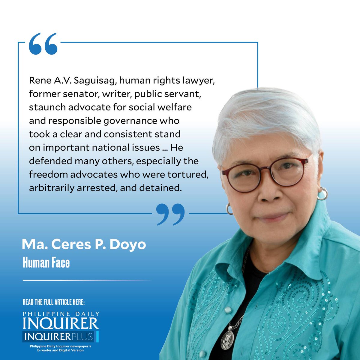 Today's #HumanFace by Ma. Ceres P. Doyo (April 26, 2024). READ MORE: inqnews.net/Doyo0426 Get the Inquirer here: fb.com/inqplus