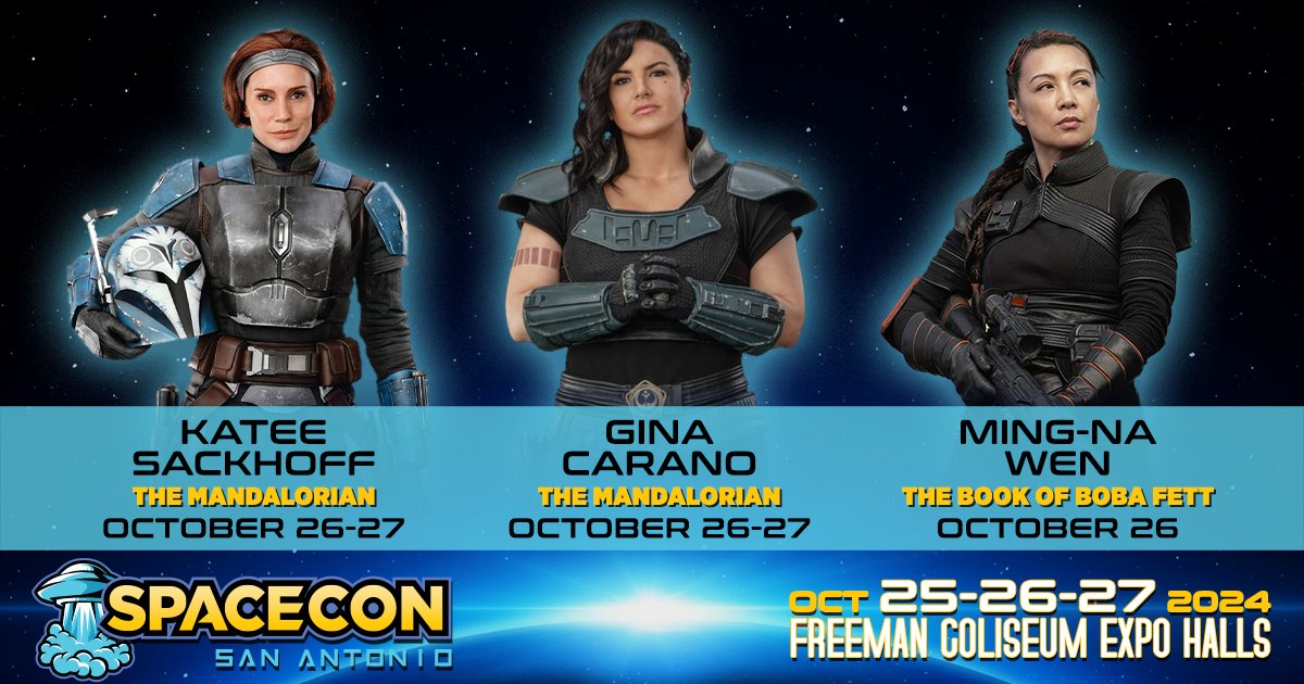 These STAR WARS warriors really put the bad in BAD ASS! Come meet Katee, Gina & Ming-Na at SPACECON this October 26th & 27th at The Freeman Expo Halls in San Antonio. Set your sights on great autograph & photo opportunities with them. Get yours at SpaceconSA.com