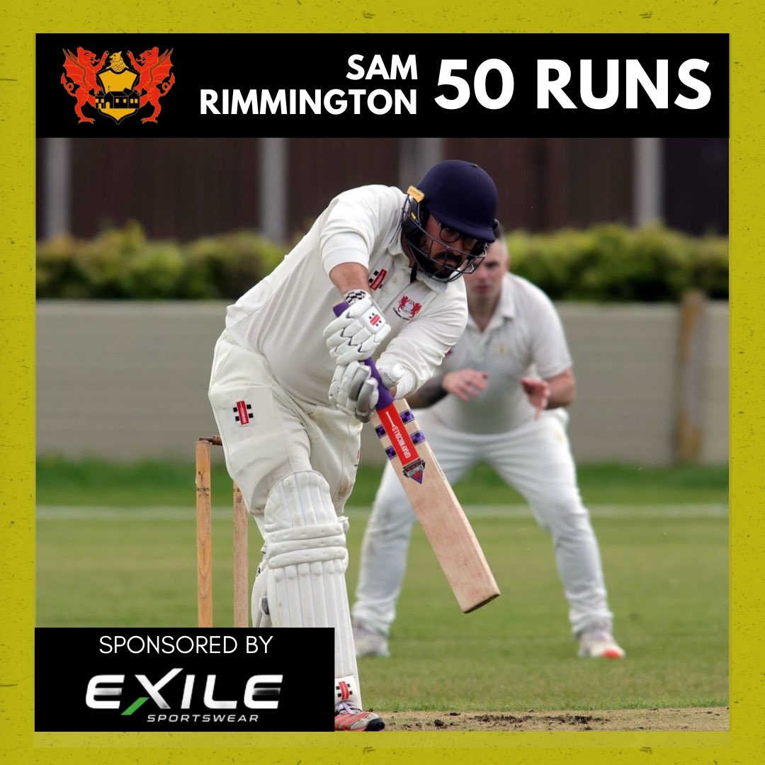 Sam Rimmington hit an unbeaten 50 in today’s win against Conwy 👊

Sponsored By:
@ExileSportswear 

#LlandudnoCC #Llandudno #ForTheBadge