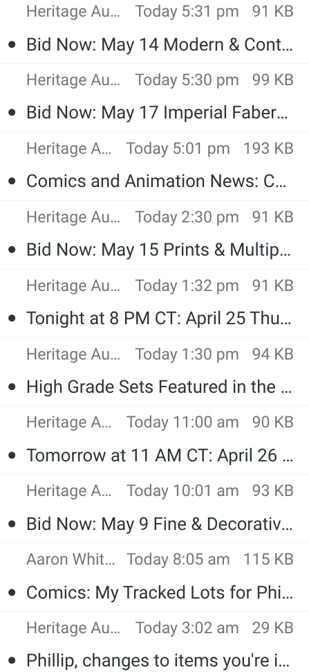 Not even a full day's worth of Heritage emails.