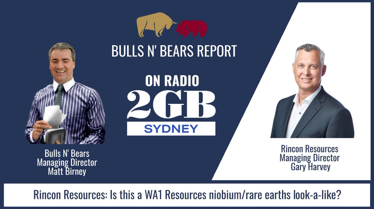 Tune in to @2GB873 from 1:40pm AEST to hear @RinconResources Gary Harvey talk about its gravity survey within proximity to the billion-dollar WA1 Resources’ niobium and rare earths discovery

Click 2gb.com/tag/public-com… from 1:40pm AEST (11:40am AWST)

$RCR #BullsNBearsReport