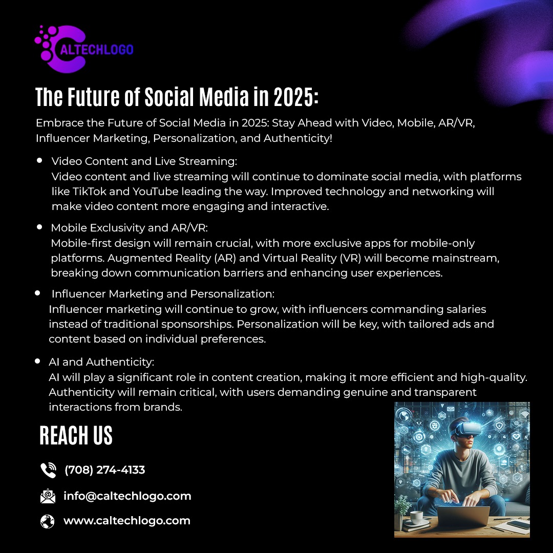The Future of Social Media in 2025: Emerging Technologies, AR/VR, and Changing User Behaviors😍
Embrace the Future of Social Media in 2025: Stay Ahead with Video, Mobile, AR/VR, Influencer Marketing, Personalization, and Authenticity!
#socialmediamarketing #smma #tips #services