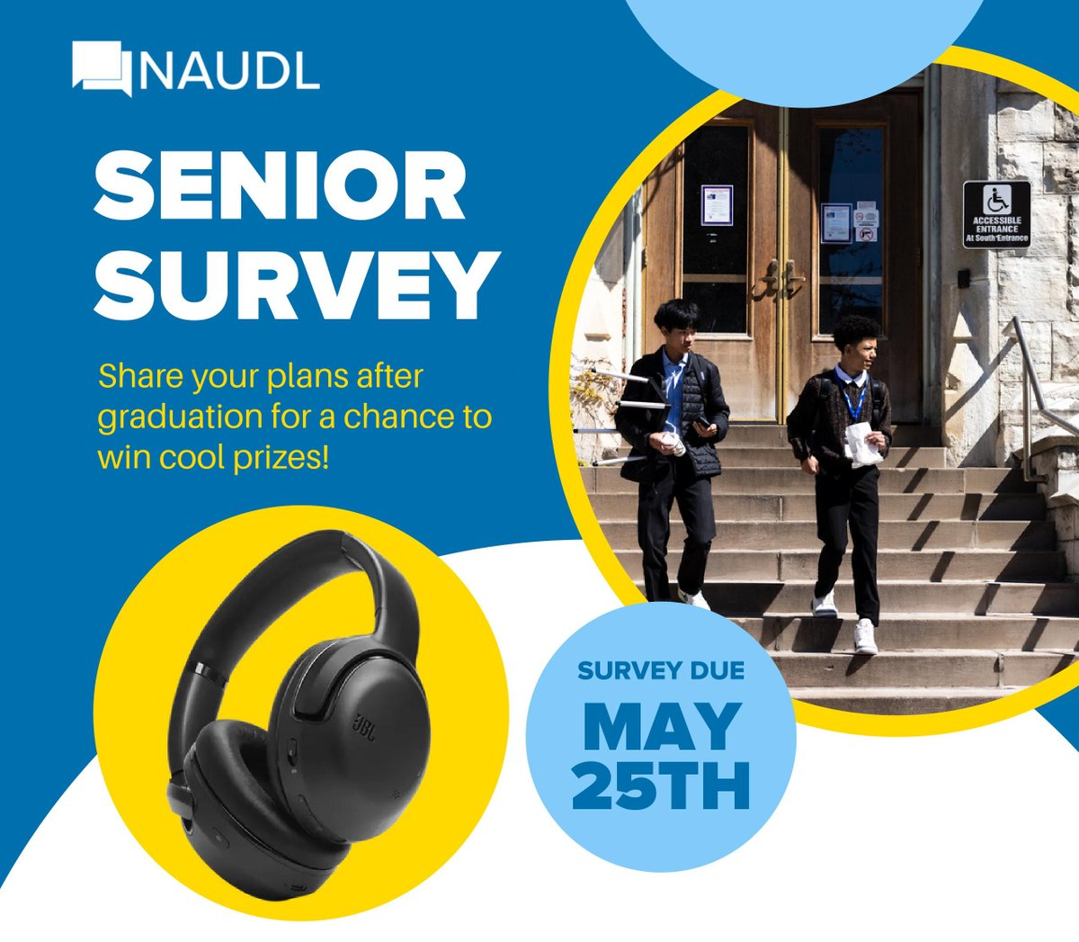 Calling seniors! NAUDL wants to know your post-graduation plans and is offering fun raffle prizes for participating. Please complete the quick survey here: naudl.tfaforms.net/5072218 Once completed you will be entered in two raffles.