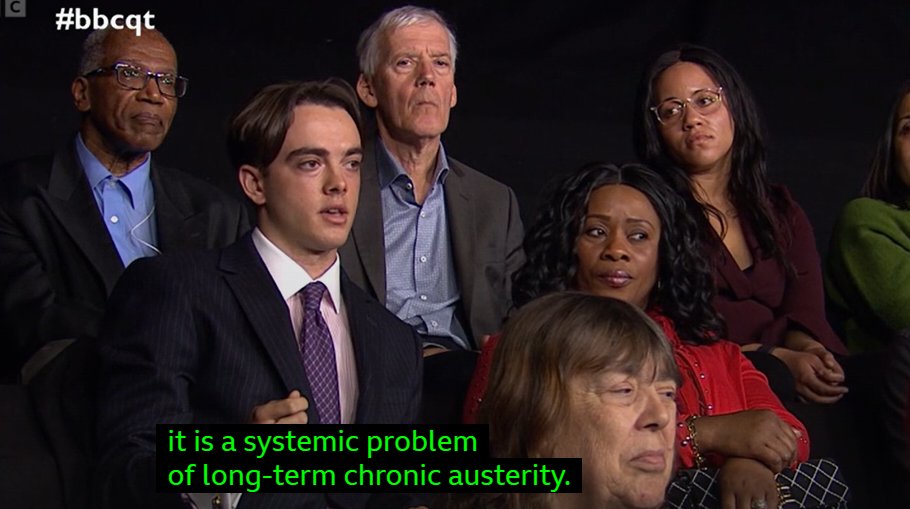 Love this lad showing up in a suit and tie & wishing Fiona Bruce Happy Birthday to blindside her with some truth to power on the #Sicknote Britain bollocks #BBCQT