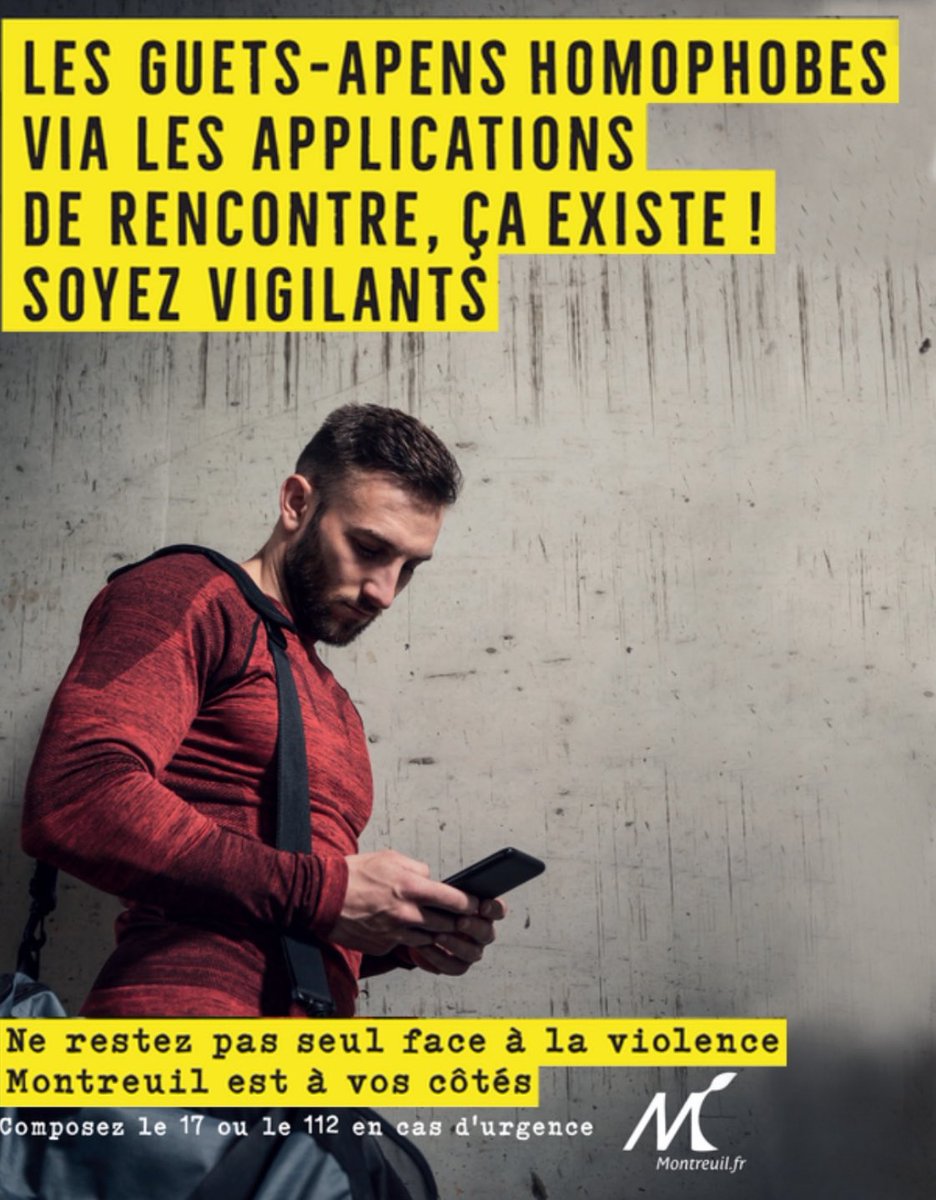 Nous saluons la campagne de prévention des guet-apens #homophobes lancée par la ville de @montreuil. Elle permettra de prévenir les risques tout en préservant la liberté de se rencontrer qui est essentielle. Face aux guet-apens, nous appelons l’État à lancer une campagne dédiée.