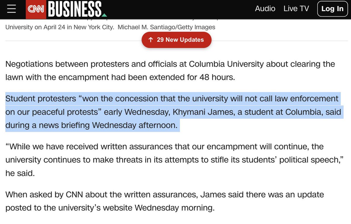 MrAndyNgo's tweet photo. One of the far-left lead student organizers at the @Columbia University encampment for Gaza recorded a livestream saying that "zionists, along with all white supremacists," need to be killed. Khymani James (pronouns "he/she/they") says the public should be thankful he has not gone out to murder them yet. James has been interviewed and quoted in media for his role in leading the CHAZ-style occupation. https://t.co/HMNdBy6Fy7