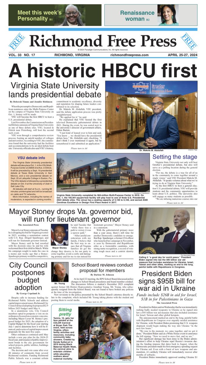 ICYMI: our latest edition, out today. Pick up a copy or read us online: m.richmondfreepress.com .

#richmondfreepress 
#frontpage  #1A 
#headlines #localnews #community  #independentjournalism #photojournalism #news #BlackPress #onguardsince1992 #watchdog #RVA #RichmondVA
