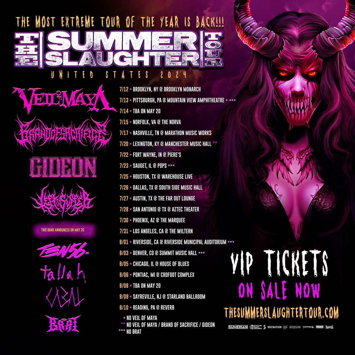 VIP packages for our headliner w/ @veilofmayaband & @summerslaughter available NOW: summerslaughter.soundrink.com
