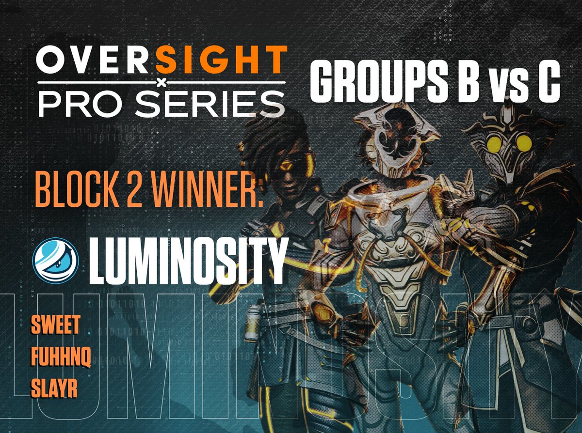 And @Luminosity win back-to-back matches in a group they aren't even in! Congratulations to @sweetdreams, @fuhhnq, and @SlayrSZN. Overall results being posted shortly.