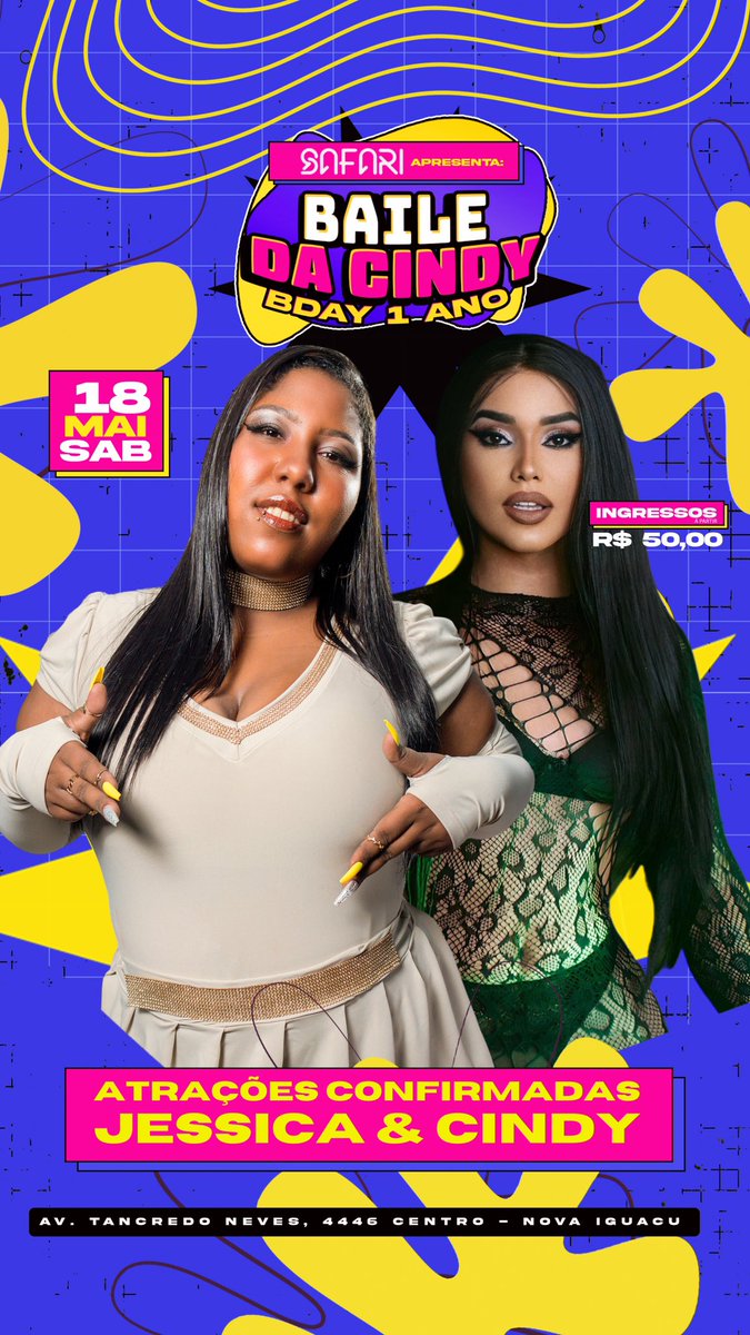 CHUPA O BICO DO MEU PEITO E METE COM VONT@NDE 💦💦

Éhhh,  a ícone da put@ria, Jessica do Escadão é a nossa atração nesse baile! Um showzão com esse hino e mais outros hits da lenda! Brota? 

SAFARI CLUB 📍
Nova iguaçu, Centro. 

ingressos aqui 🎟️: sympla.com.br/baile-da-cindy…