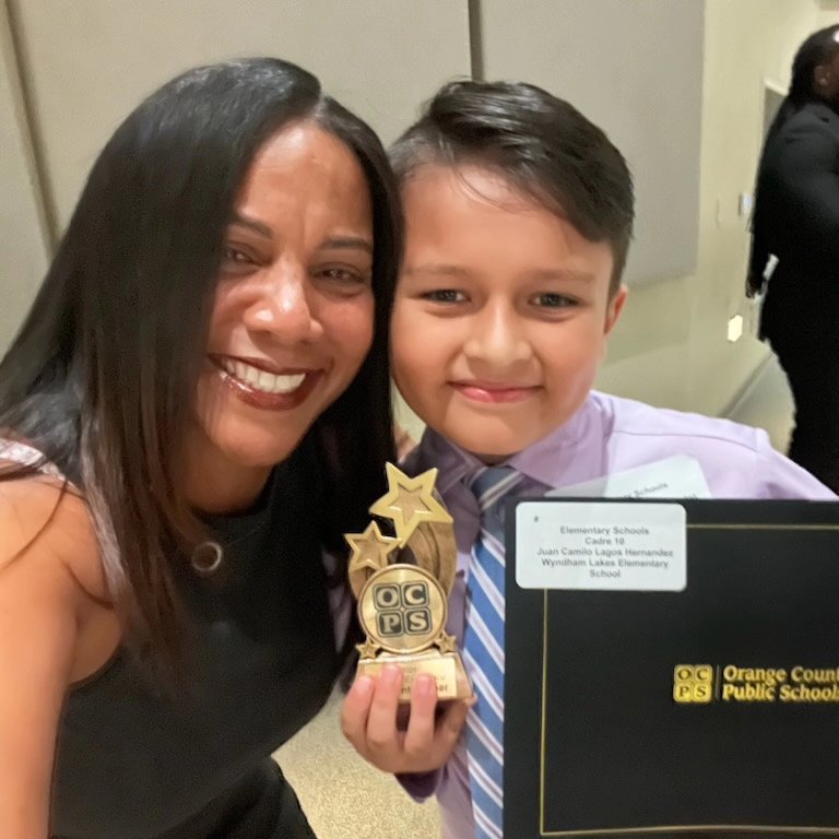 Congratulations  to Juan!! 🥳🎉He is the Wyndham Lakes ES Spirit of ExcELLence award winner for 23-24 school year. We are very proud of Juan for his excELLence in all he pursues. #EnglishLanguageLearner #academicexcELLence #spiritofexcELLence @ocps_official #cadre10