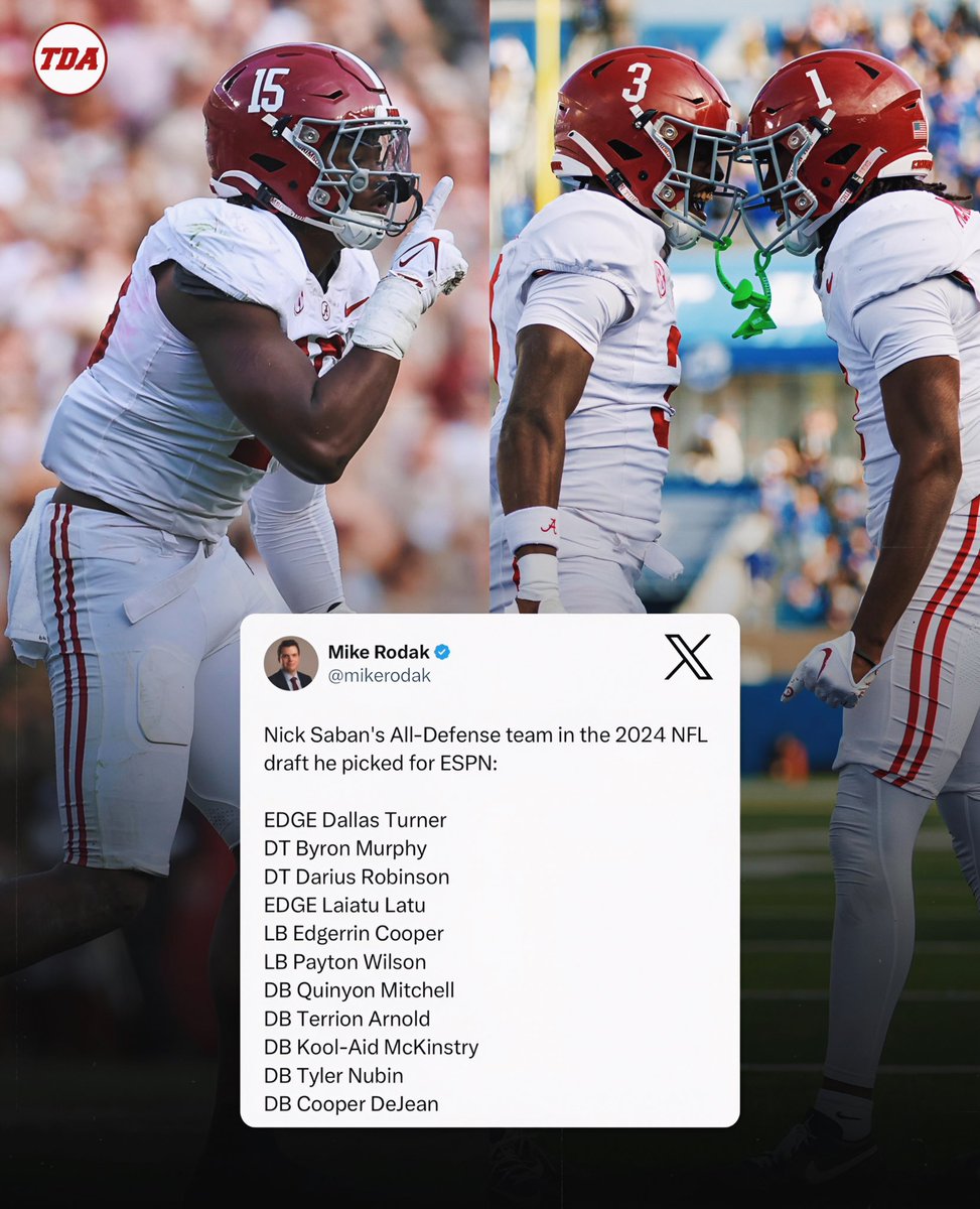 Nick Saban listed off his All-Defense team from the 2024 NFL Draft class 👀