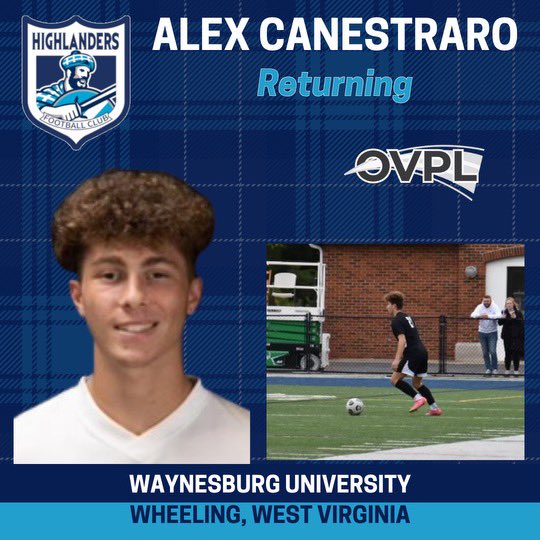 Welcome back Alex Canestraro! The speedy @WUfooty forward is back with us for his 3rd @ovplsoccer season and is another of our homegrown Wheeling players #wheelingfeeling @WheelingVisitor @WLU_MSoccer @WU_M_Soccer @WUCardinals @WheelingNailers