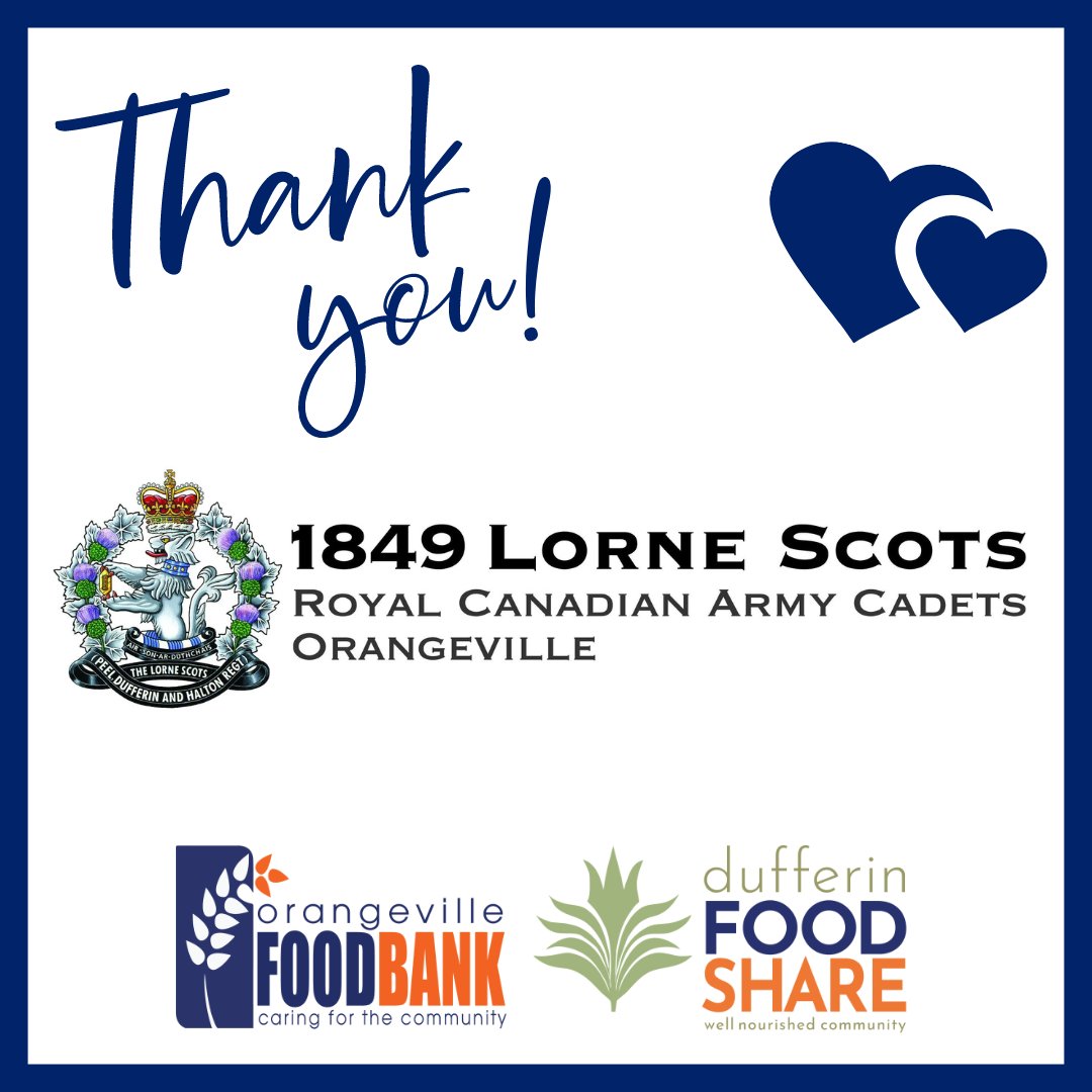 Big thank you to the 1849 Lorne Scots Army Cadets #Orangeville for your recent donation 💙 #ThankfulThursday #Orangeville #DufferinCounty