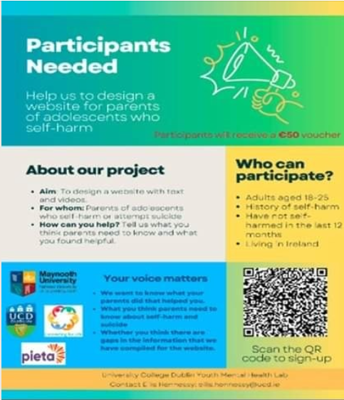 West Be Well (@westbewell1) on Twitter photo Young adults (aged 18-25) with a history of self-harm are invited to help with the design of a planned new website for parents of adolescents who self-harm:
westbewell.ie/.../help-requi…
<a href="/YMHlabUCD/">Youth Mental Health Lab UCD</a> <a href="/ucddublin/">University College Dublin</a> <a href="/MaynoothUni/">Maynooth University</a> <a href="/PietaHouse/">Pieta</a> Young adults (aged 18-25) with a history of self-harm are invited to help with the design of a planned new website for parents of adolescents who self-harm:
westbewell.ie/.../help-requi…
<a href="/YMHlabUCD/">Youth Mental Health Lab UCD</a> <a href="/ucddublin/">University College Dublin</a> <a href="/MaynoothUni/">Maynooth University</a> <a href="/PietaHouse/">Pieta</a>