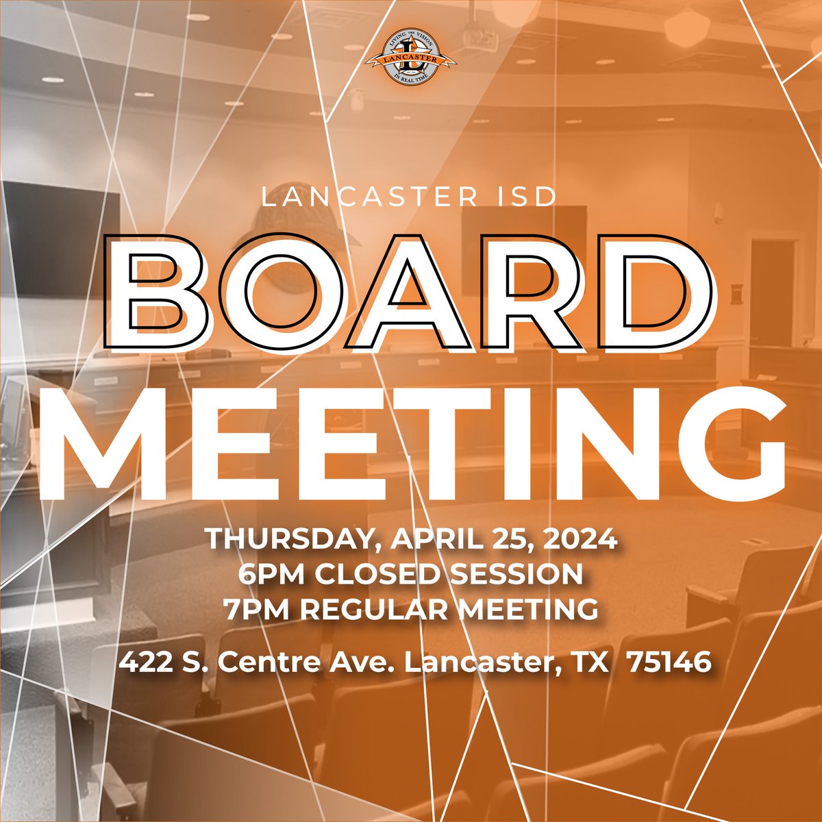 🎥Tonight’s school board meeting can be viewed via the following link: lancasterisdtx.new.swagit.com/views/309/. Click the words 'Watch Live' in the top left corner to access the live video page.