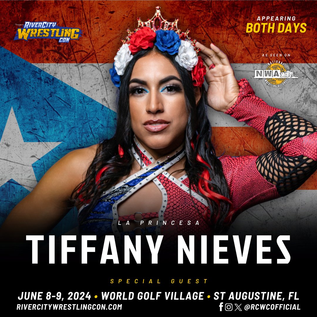 Catch the sensational return of <a href="/nwa/">NWA</a> Superstar <a href="/tiffanynieves_/">Tiffany Nieves | Wrestler 🇵🇷</a> at RCWC Weekend! Secure your tickets now via rivercitywrestlingcon.com/tickets. #RCWC #OVW