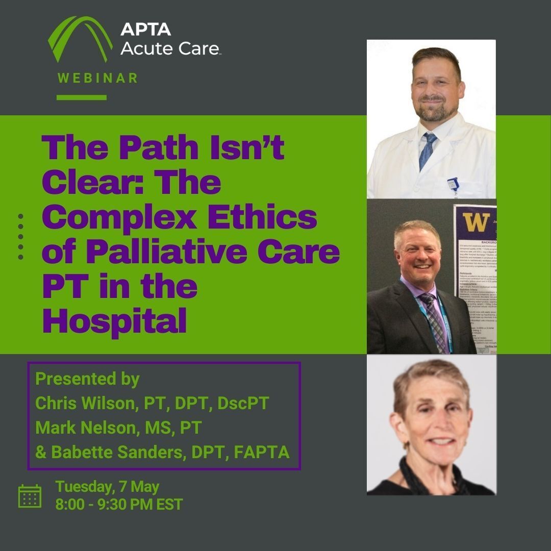 Join us for our FREE upcoming webinar! This webinar delves into the complex ethical challenges faced by physical therapists working in acute care hospital environments. Through case studies, discussions, and practical scenarios, participants will explore topics such as patient au